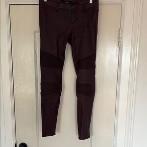 JBrand Maroon Skinny leather motorcycle pant